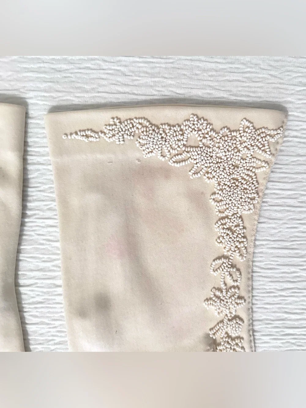 Women’s Elegant Vintage Off White Beaded Wedding Gloves